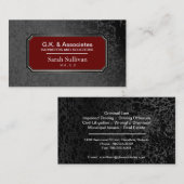 Carte de visite de loi - mandataire élégante noire (Devant / Derrière)