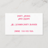 Carte de visite de l'organisateur de la fête des b (Dos)