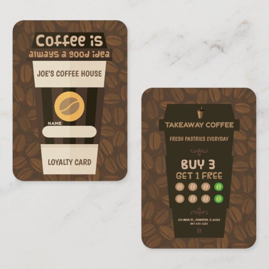 carte de visite de loyauté du café (Devant / Derrière)
