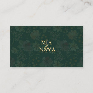Carte de visite de luxe à motif floral or vert fon