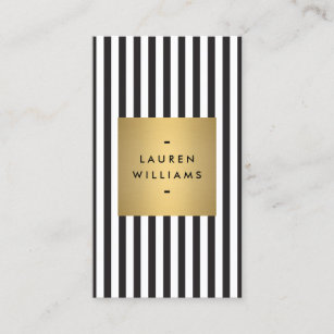 Carte De Visite de luxe avec rayures noires en blanches et boîte d