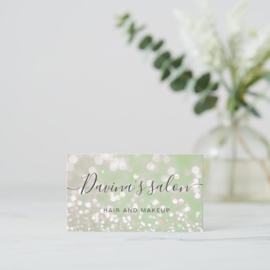 carte de visite de luxe en cristal pastel bokeh (Debout devant)
