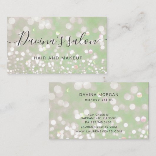 carte de visite de luxe en cristal pastel bokeh (Devant / Derrière)