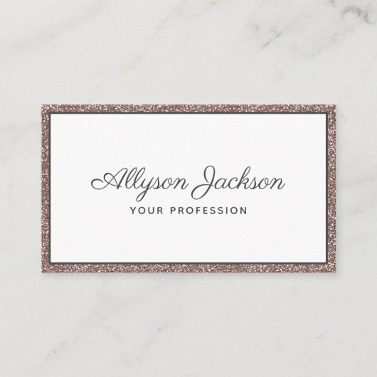 Carte de visite de luxe en script avec paillettes (Devant)