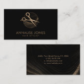 Carte de visite de luxe Gold et Black Hair Stylist (Devant / Derrière)