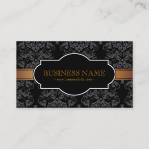 Carte de visite de luxe Gold Stripe noir Damask