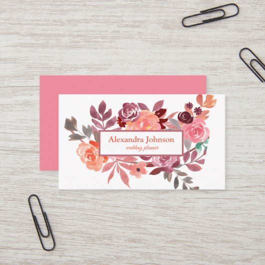 Carte de visite de luxe moderne Chic Leaf Foil (Devant/Arrière en situation)