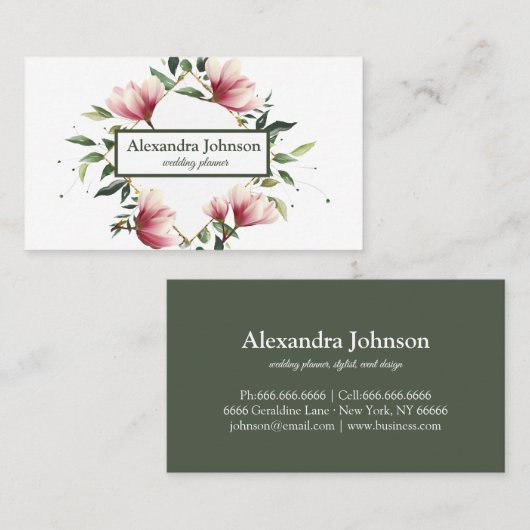 Carte de visite de luxe moderne Chic Leaf Foil (Devant / Derrière)