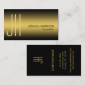 Carte de visite de luxe noir et or élégant (Devant / Derrière)