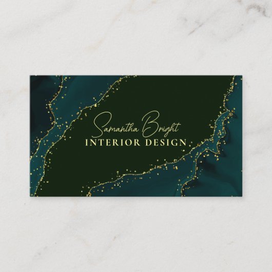 Carte de visite de luxe vert brillant or (Devant)