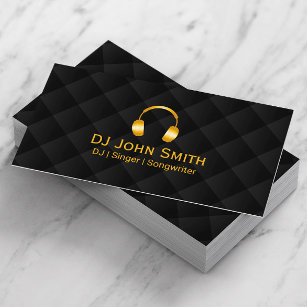 Carte De Visite de luxes en noir et doré avec casque de DJ doré