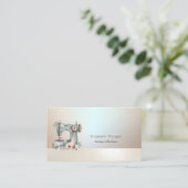 Carte de visite de machine à coudre florale chic (Debout devant)