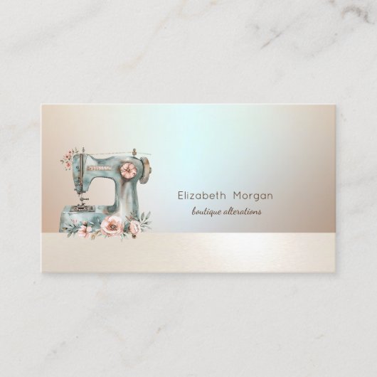 Carte de visite de machine à coudre florale chic (Devant)