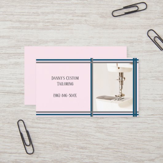 Carte de visite de machine à coudre sur mesure ros (Devant/Arrière en situation)