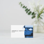 Carte de visite de machine à écrire bleu foncé vin (Debout devant)