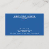 Carte de visite de machine à écrire bleu foncé vin (Dos)