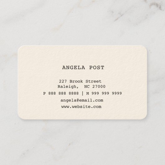 Carte de visite de machine à écrire rétro rose (Dos)