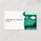 Carte de visite de machine à écrire Turquoise vint (Devant)