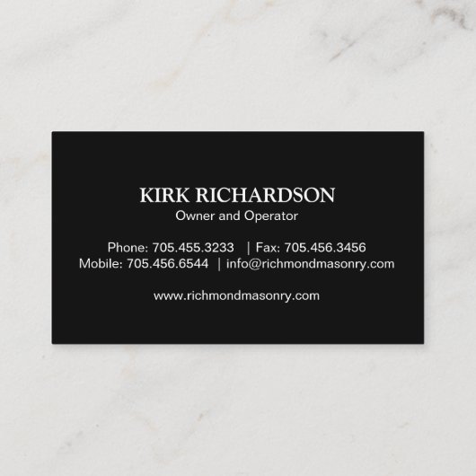 CARTE DE VISITE DE MAÇONNERIE (Dos)