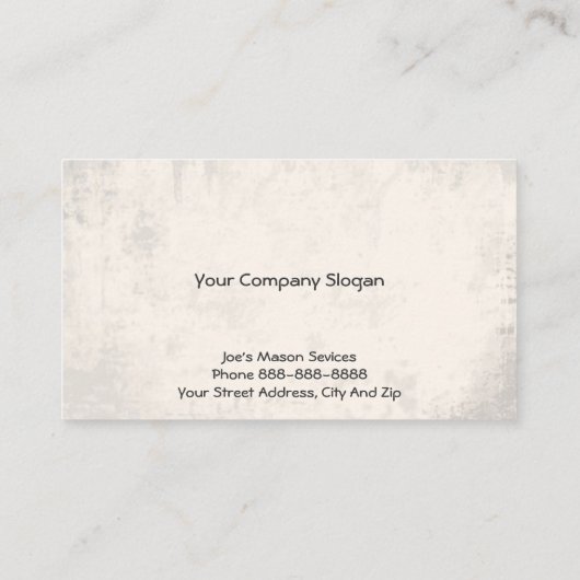 Carte de visite de maçonnerie Brick Mason (Dos)