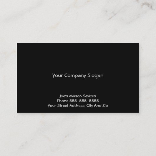 Carte de visite de maçonnerie Brick Mason (Dos)