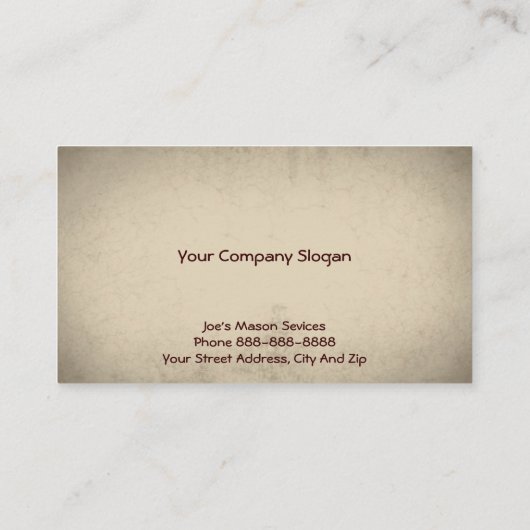 Carte de visite de maçonnerie de maçon de brique (Dos)