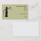 Carte de visite de Madame Justice (Devant / Derrière)