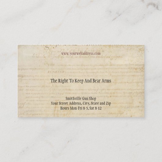 Carte de visite de magasin d'armes à feu (Dos)