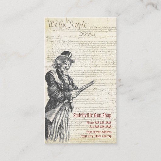 Carte de visite de magasin d'armes à feu (Devant)