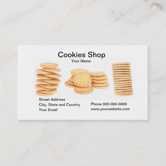 Carte de visite de magasin de biscuits (Devant)