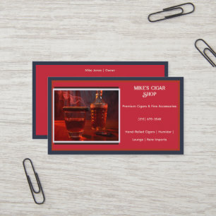 Carte de visite de magasin de cigares rouges Blue