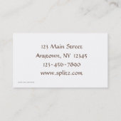 Carte de visite de magasin de crème glacée (Dos)