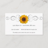 Carte de visite de magasin de fleurs de tournesol (Dos)