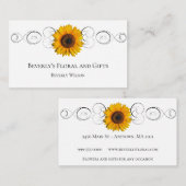 Carte de visite de magasin de fleurs de tournesol (Devant / Derrière)