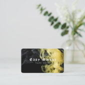 Carte de visite de magasin de fumée jaune noir (Debout devant)
