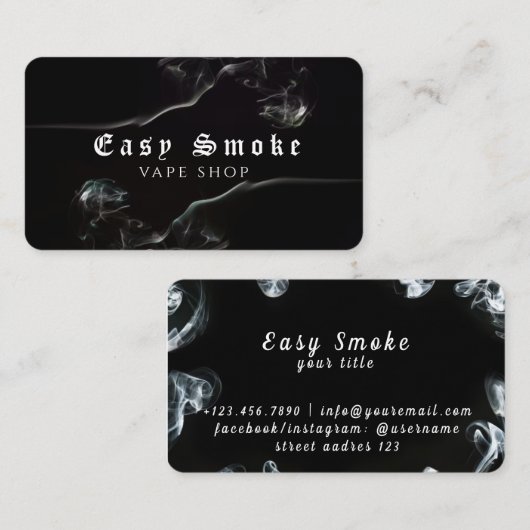 Carte de visite de magasin de fumée noire foncée (Devant / Derrière)