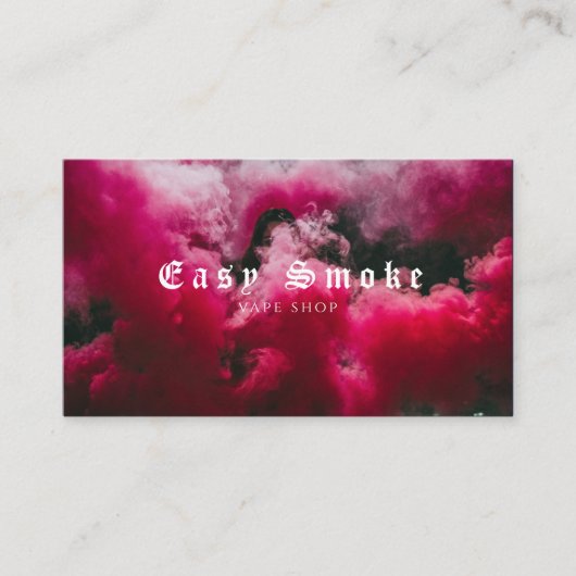 Carte de visite de magasin de fumée rouge rose (Devant)