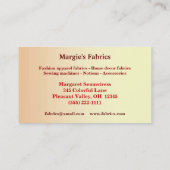 Carte de visite de magasin de tissu (Dos)