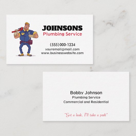 Carte de visite de maintenance des clés de plomber (Devant / Derrière)