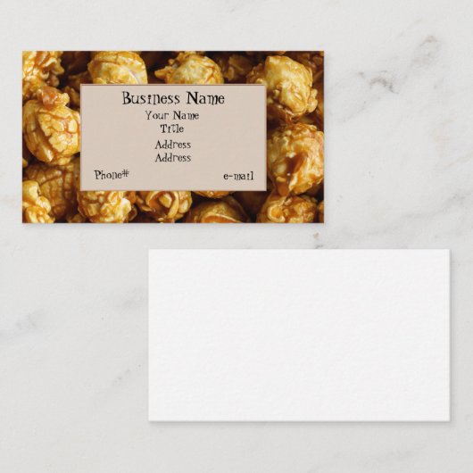 Carte de visite de maïs éclaté de caramel (Devant / Derrière)