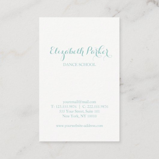 Carte de visite de maître d'école de danse (Dos)