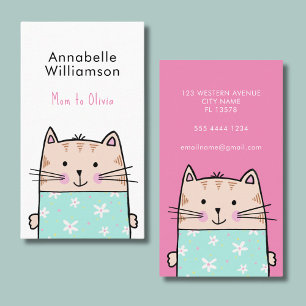 Carte de visite de maman de chat mignon