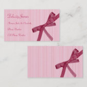 Carte de visite de maman et d'enfants - ruban rose (Devant / Derrière)