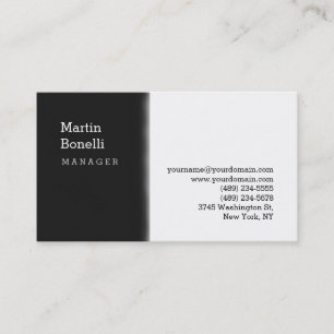 Carte de visite de manager noir blanc gris tendanc
