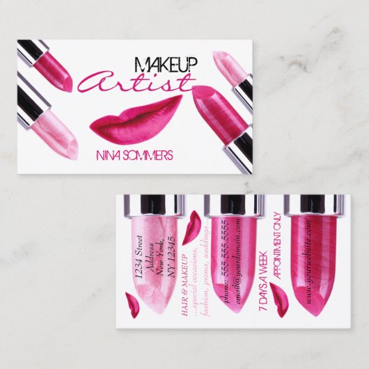 Carte de visite de maquillage (Devant / Derrière)
