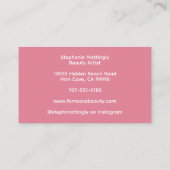 Carte de visite de maquillage à écriture rose et b (Dos)