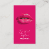 Carte de visite de maquillage à lèvres roses chaud (Devant)