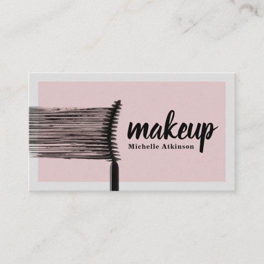 Carte de visite de maquillage chic avec accents ro (Devant)