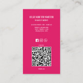 Carte de visite de maquillage de code rose et QR H (Dos)