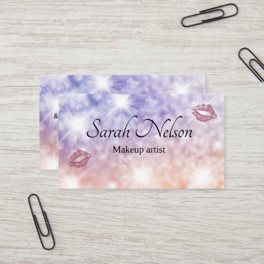 Carte de visite de maquillage doux de luxe (Devant/Arrière en situation)